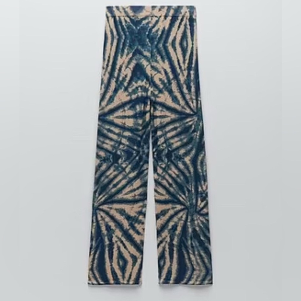 Zara Blue Tie-Dye Pants, size Medium